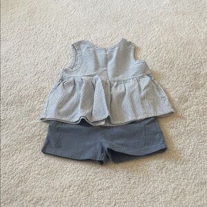 Colored Organics Striped Gray and Blue Kids Matching Set